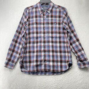 Rei Button-Up Shirt Men's Sz M Purple Flannel Plaid Collared Front Pockets
